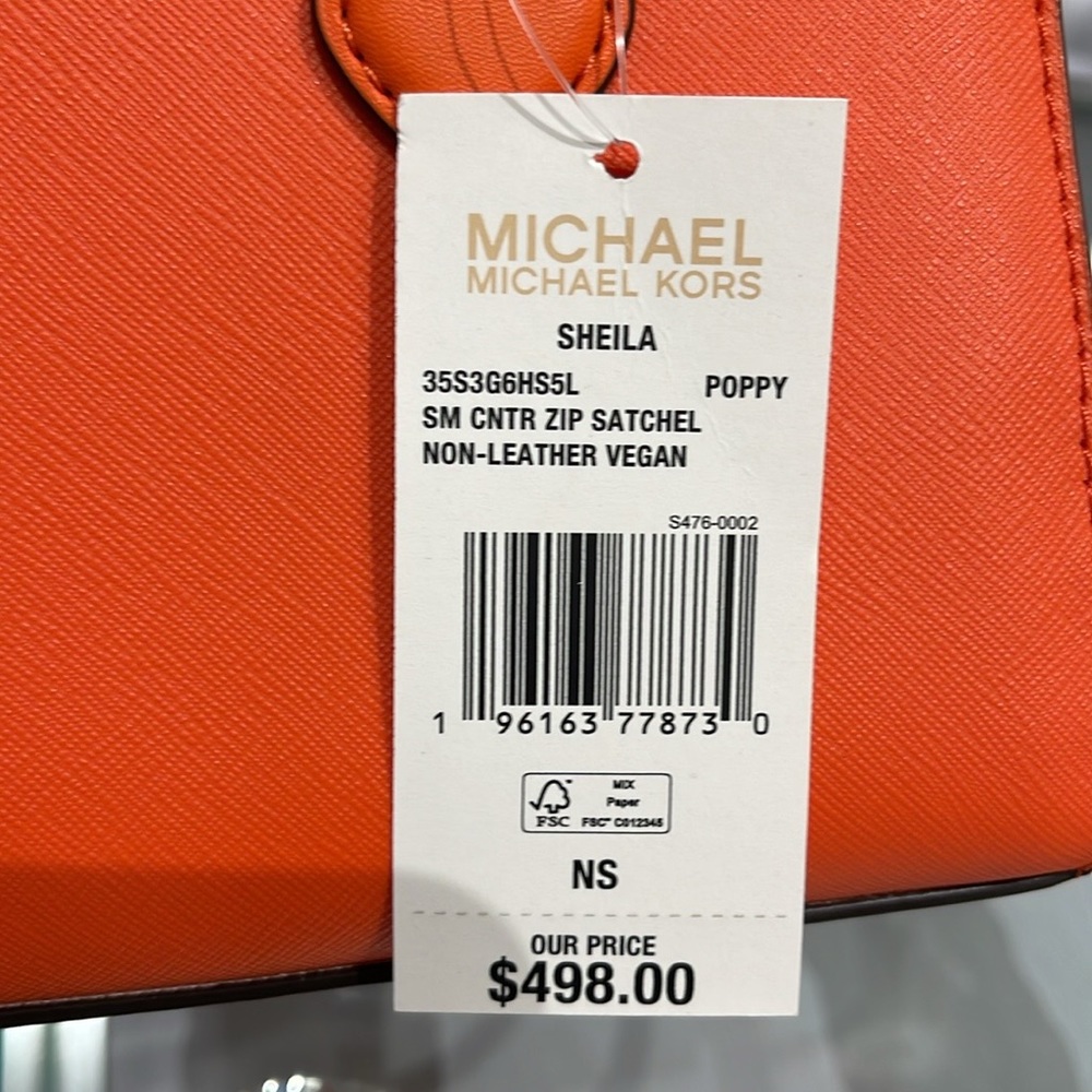 MICHAEL KORS
Sheila Small Faux Saffiano Leather Satchel
Poppy 
NWT - Picture 13 of 16